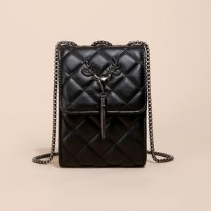 Mini Crossbody PU Lambskin Leather purse with chain for All Mobile Phone
